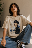 SWIM V Oceanic Graphic Oversized T-Shirt – Cream Beige