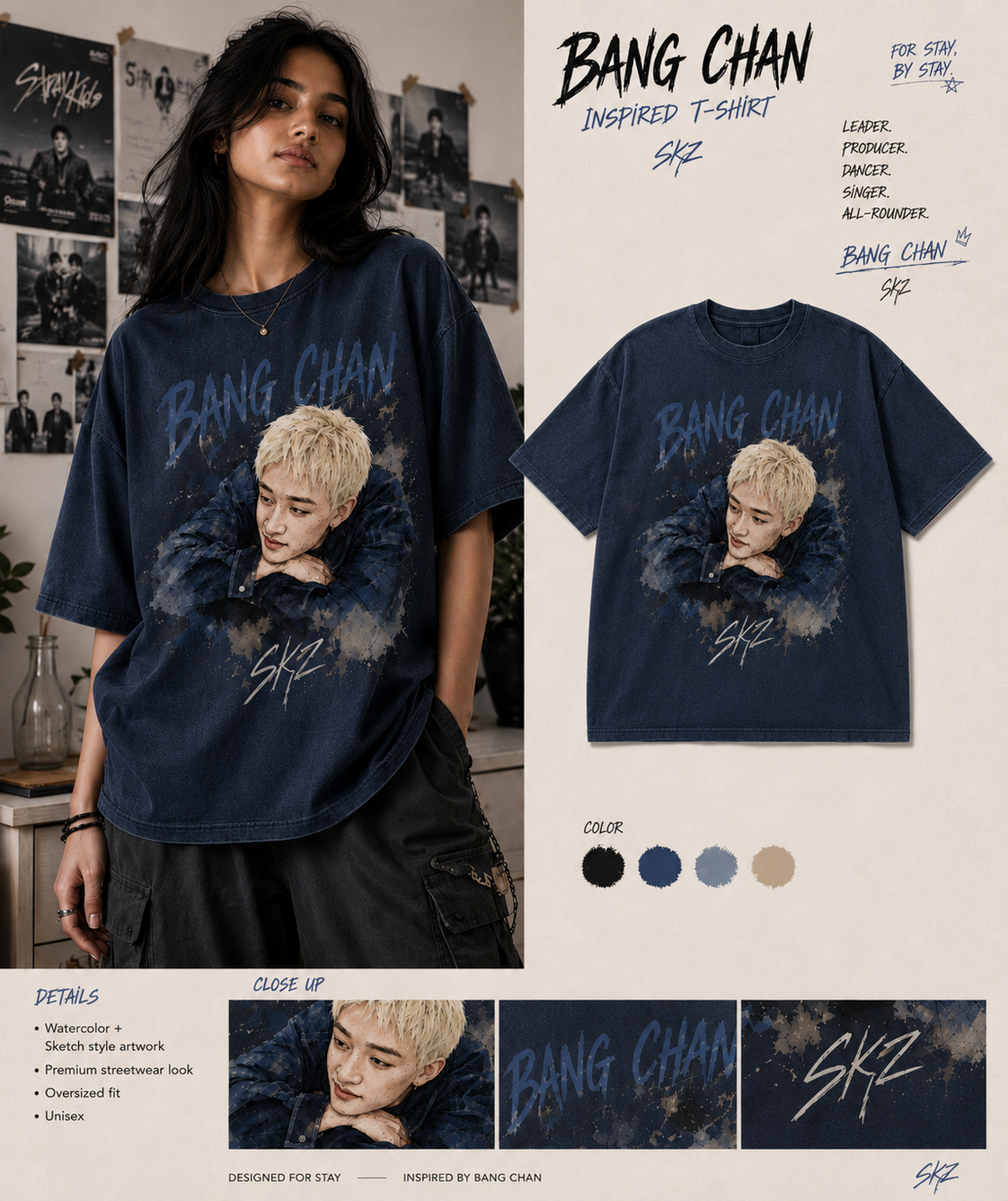 Stray Kids Bang Chan – Midnight Blue Edition Tee